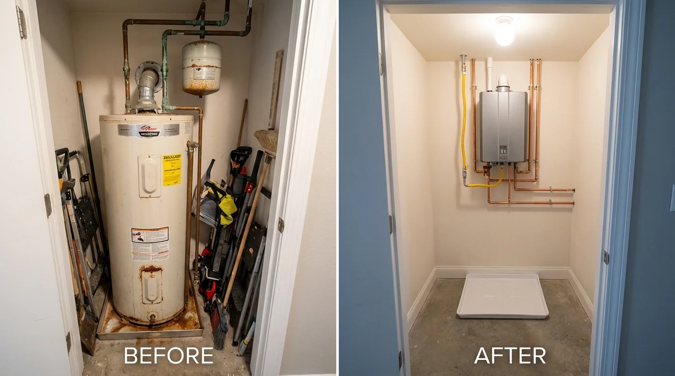 Tank water heater versus wall-mounted tankless unit comparison for Wellsboro, PA homeowners
